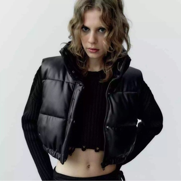 COPY - ZARA - NWOT- Faux Leather Cropped Puffer Vest *Discontinued* - Released … - Picture 10 of 10